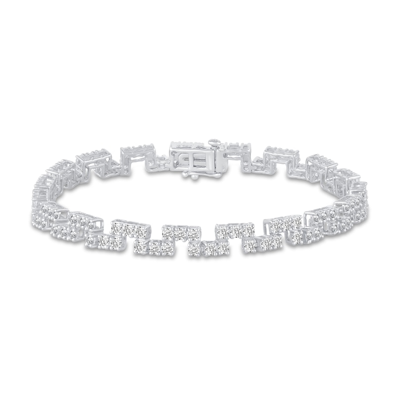 4 CT. T.W. Diamond Brick Pattern Zig-Zag Bracelet in 10K White Gold