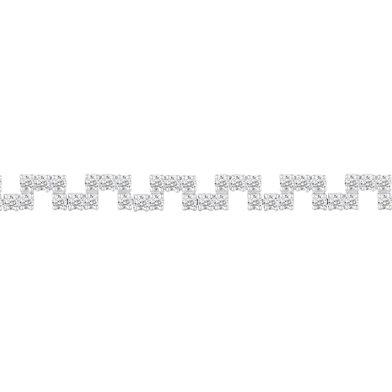 4 CT. T.W. Diamond Brick Pattern Zig-Zag Bracelet in 10K White Gold