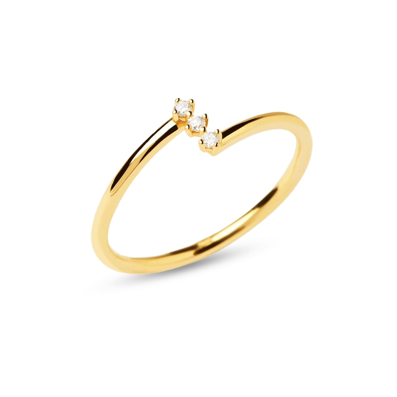 Main Image 1 of PDPAOLA™ at Zales 1/20 CT. T.W. Lab-Grown Diamond Linear Three Stone Ring in 18K Gold