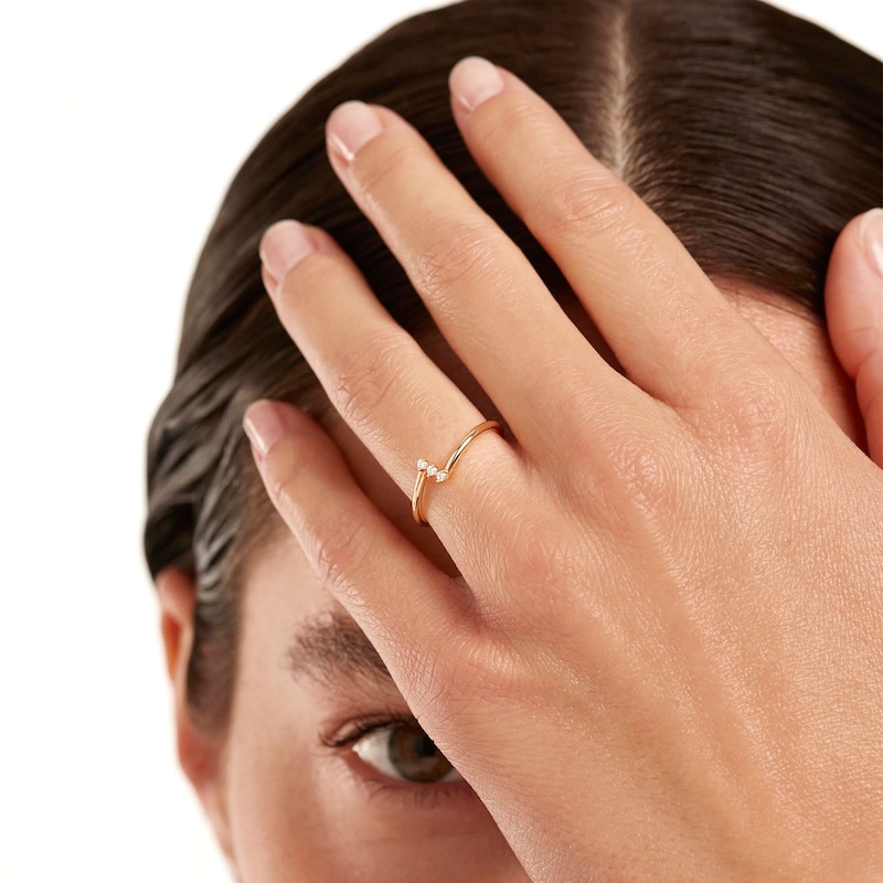 Main Image 2 of PDPAOLA™ at Zales 1/20 CT. T.W. Lab-Grown Diamond Linear Three Stone Ring in 18K Gold