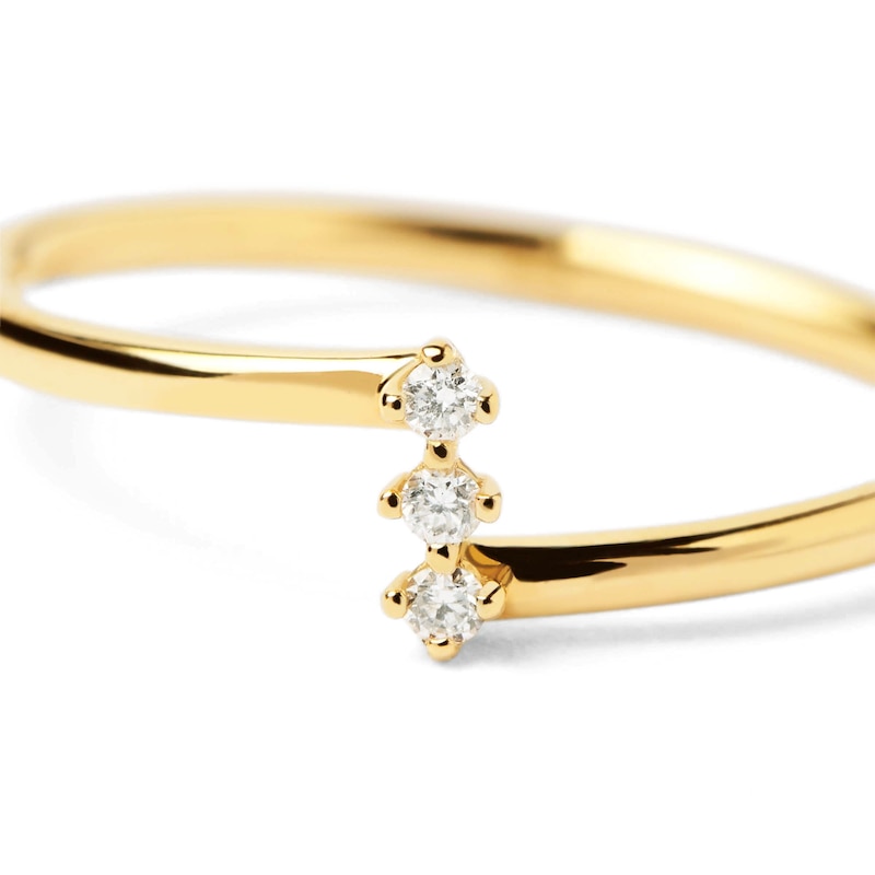 Main Image 4 of PDPAOLA™ at Zales 1/20 CT. T.W. Lab-Grown Diamond Linear Three Stone Ring in 18K Gold