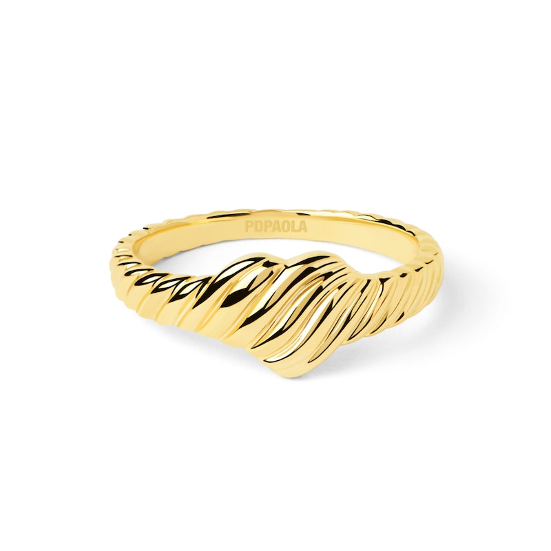 Main Image 5 of PDPAOLA™ at Zales Ribbed Heart Ring in 18K Gold - Size 7