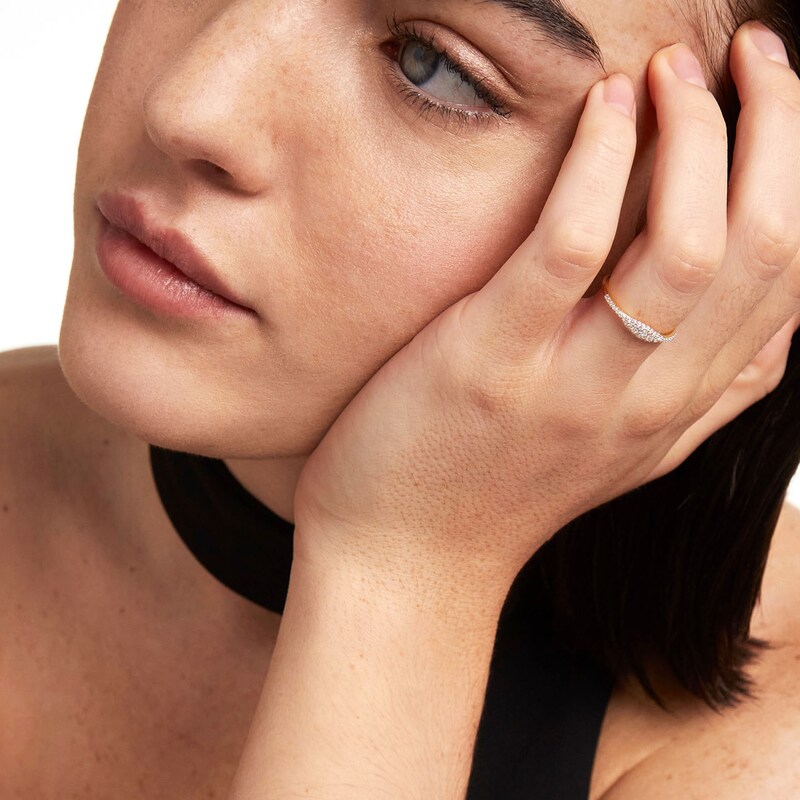 Main Image 2 of PDPAOLA™ at Zales 1/6 CT. T.W. Lab-Grown Diamond Elongated Evil Eye Ring in 18K Gold - Size 7