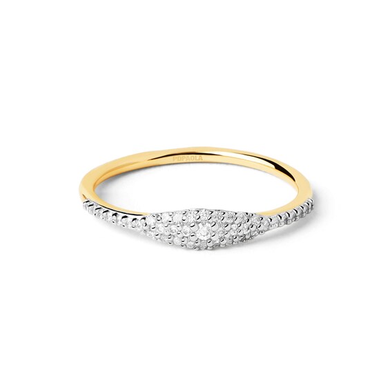 PDPAOLAâ¢ at Zales 1/6 CT. T.W. Lab-Grown Diamond Elongated Evil Eye Ring in 18K Gold - Size 7