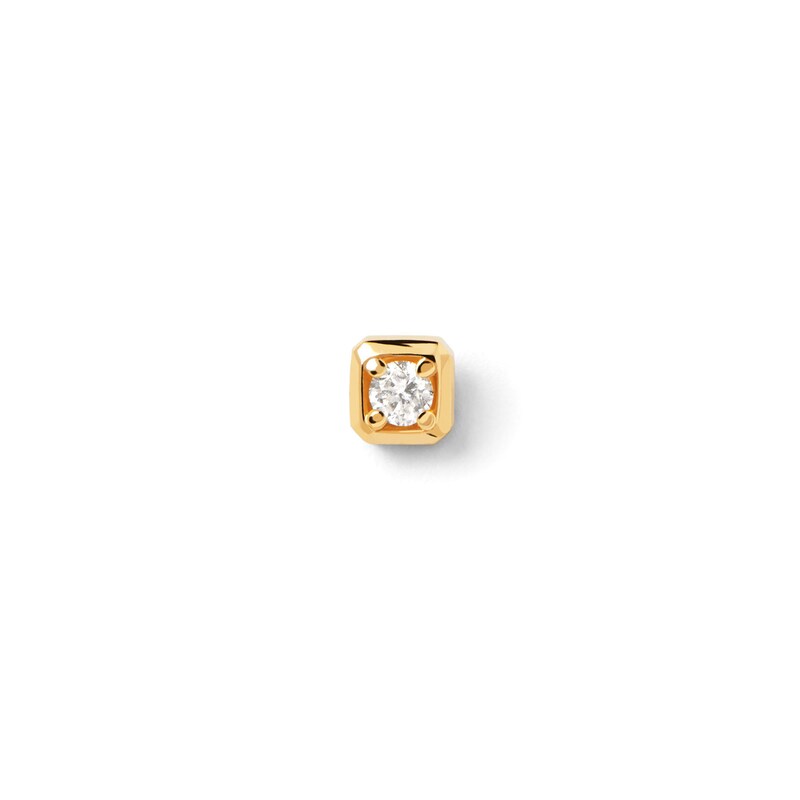 Main Image 1 of PDPAOLA™ at Zales 1/20 CT. Lab-Grown Diamond Solitaire Square Single Stud Earring in 18K Gold