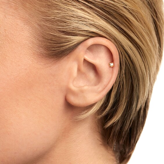 PDPAOLA™ at Zales 1/20 CT. Lab-Grown Diamond Solitaire Square Single Stud Earring in 18K Gold