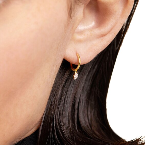 PDPAOLAâ¢ at Zales 1/15 CT. T.W. Lab-Grown Diamond Hoop Drop Earrings in 18K Gold