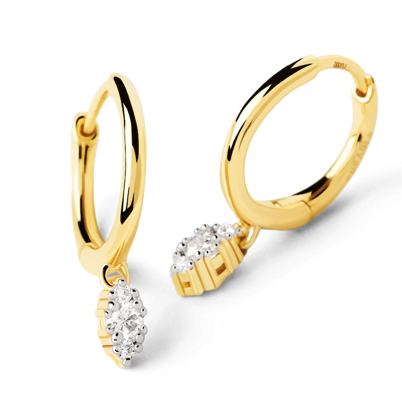 Main Image 3 of PDPAOLA™ at Zales 1/15 CT. T.W. Lab-Grown Diamond Hoop Drop Earrings in 18K Gold