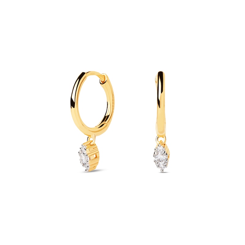 Main Image 4 of PDPAOLA™ at Zales 1/15 CT. T.W. Lab-Grown Diamond Hoop Drop Earrings in 18K Gold