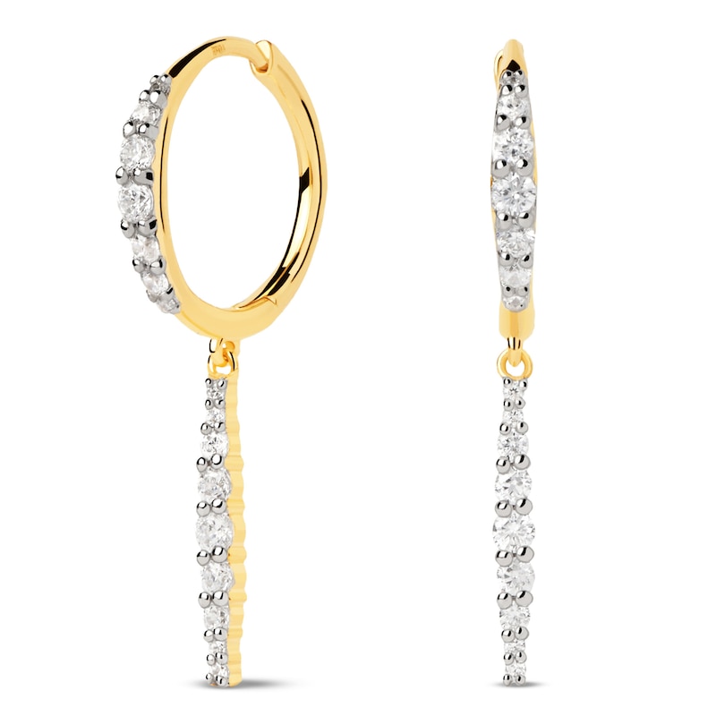 PDPAOLA™ at Zales 1/2 CT. T.W. Lab-Created Diamond Hoop Drop Earrings in 18K Gold