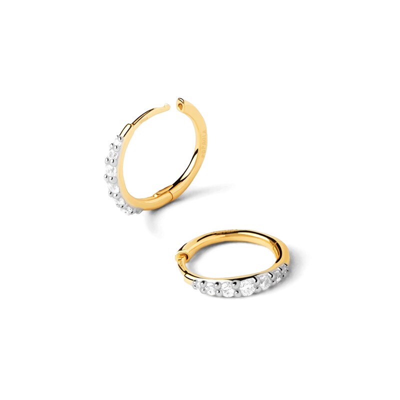 Main Image 1 of PDPAOLA™ at Zales 1/4 CT. T.W. Lab-Created Diamond Huggie Hoop Earrings in 18K Gold
