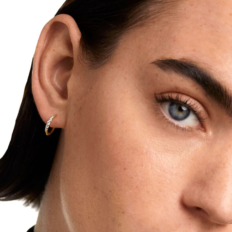 Main Image 2 of PDPAOLA™ at Zales 1/4 CT. T.W. Lab-Created Diamond Huggie Hoop Earrings in 18K Gold