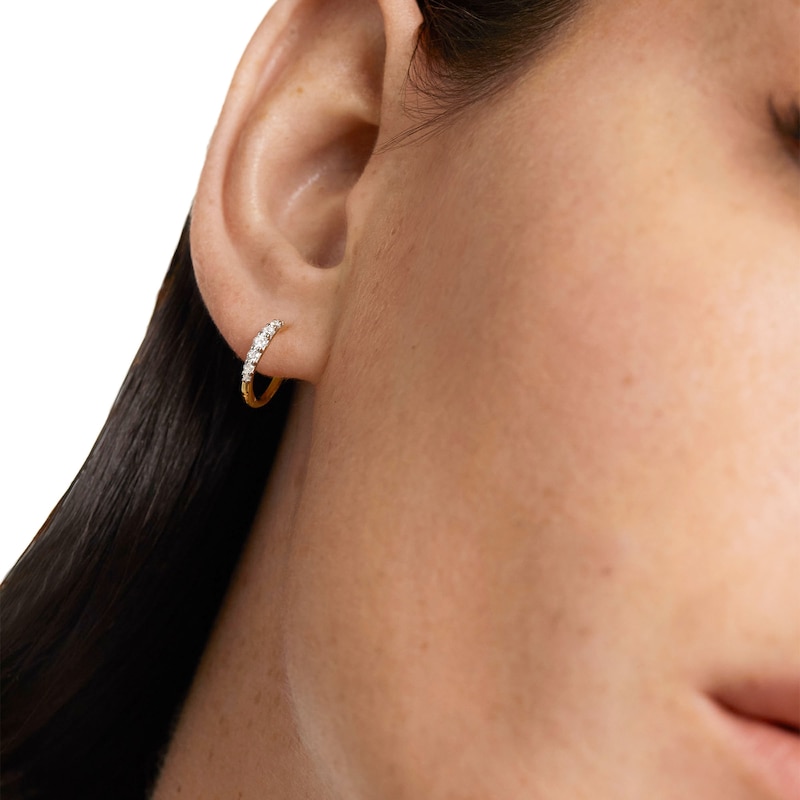 Main Image 3 of PDPAOLA™ at Zales 1/4 CT. T.W. Lab-Created Diamond Huggie Hoop Earrings in 18K Gold