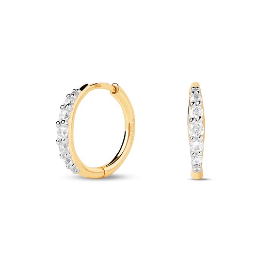 PDPAOLAâ¢ at Zales 1/4 CT. T.W. Lab-Grown Diamond Huggie Hoop Earrings in 18K Gold