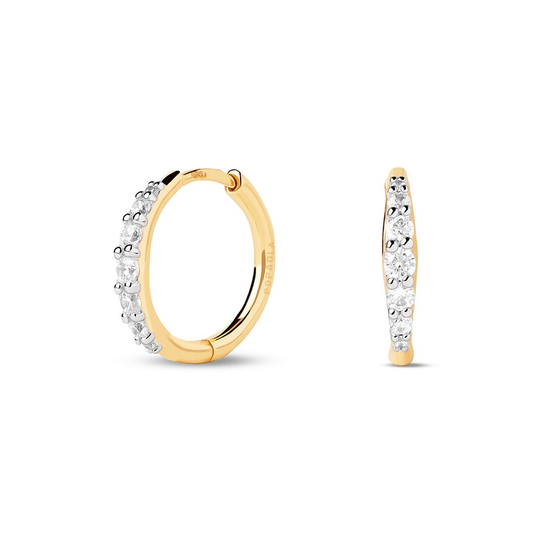 Main Image 4 of PDPAOLA™ at Zales 1/4 CT. T.W. Lab-Created Diamond Huggie Hoop Earrings in 18K Gold