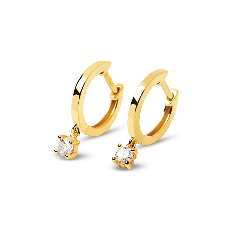 Main Image 1 of PDPAOLA™ at Zales 1/5 CT. T.W. Lab-Grown Diamond Solitaire Drop Hoop Earrings in 18K Gold