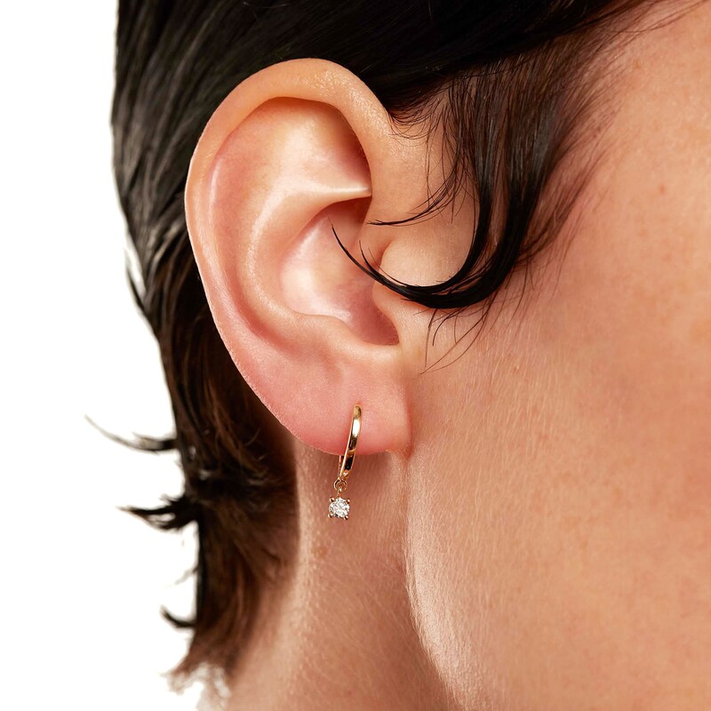 Main Image 2 of PDPAOLA™ at Zales 1/5 CT. T.W. Lab-Grown Diamond Solitaire Drop Hoop Earrings in 18K Gold