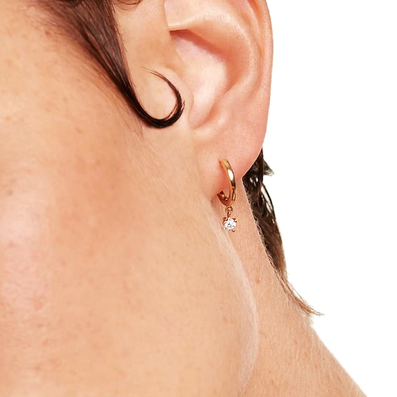 PDPAOLAâ¢ at Zales 1/5 CT. T.W. Lab-Grown Diamond Solitaire Drop Hoop Earrings in 18K Gold