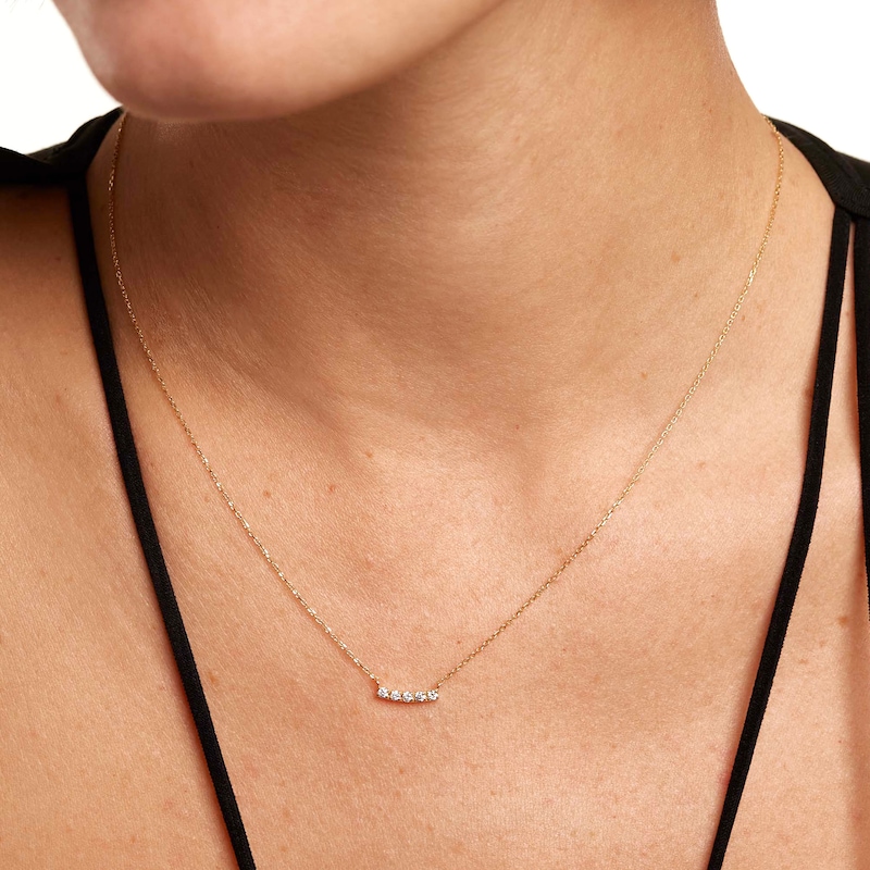 Main Image 3 of PDPAOLA™ at Zales 1/15 CT. T.W. Lab-Grown Diamond Five Stone Bar Necklace in 18K Gold - 19.5"