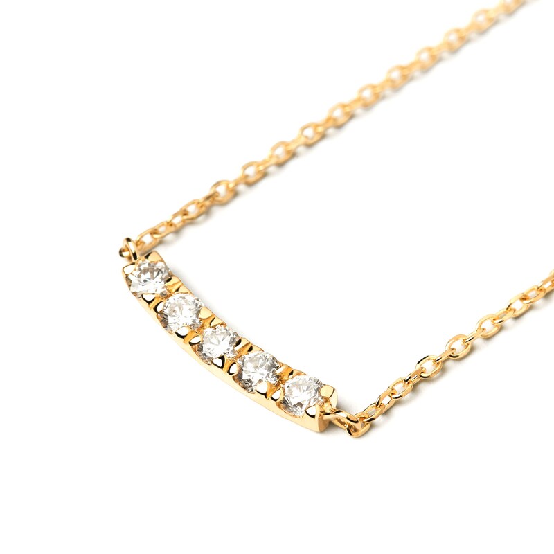 Main Image 5 of PDPAOLA™ at Zales 1/15 CT. T.W. Lab-Grown Diamond Five Stone Bar Necklace in 18K Gold - 19.5"