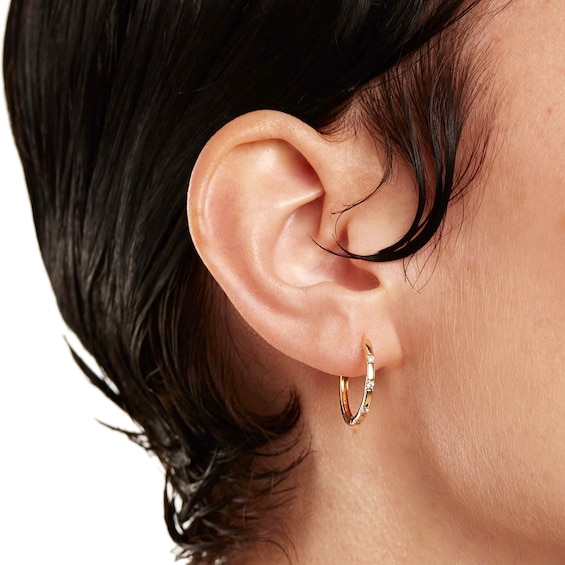 PDPAOLA™ at Zales 1/10 CT. T.W. Lab-Grown Diamond Hoop Earrings in 18K Gold