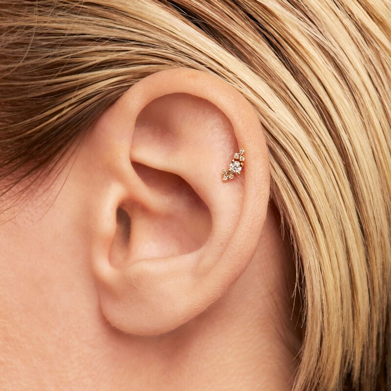 PDPAOLA™ at Zales 1/10 CT. T.W. Lab-Created Diamond Burst Single Stud Earring in 18K Gold