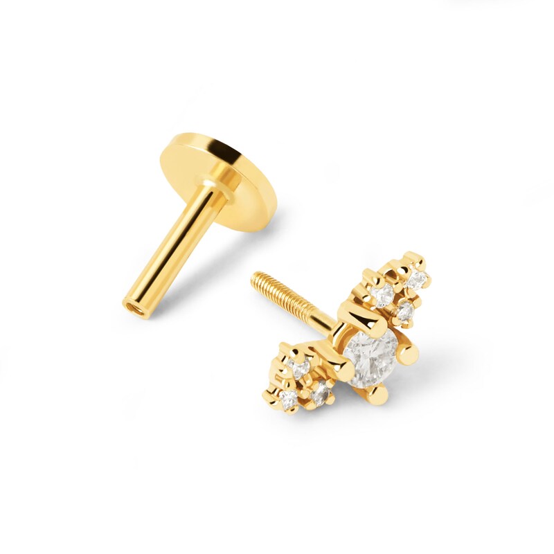 PDPAOLA™ at Zales 1/10 CT. T.W. Lab-Created Diamond Burst Single Stud Earring in 18K Gold