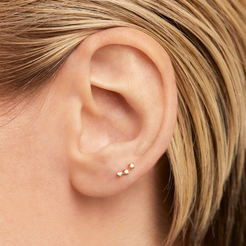Main Image 2 of PDPAOLA™ at Zales Lab-Grown Diamond Accent Trio Single Stud Earring in 18K Gold