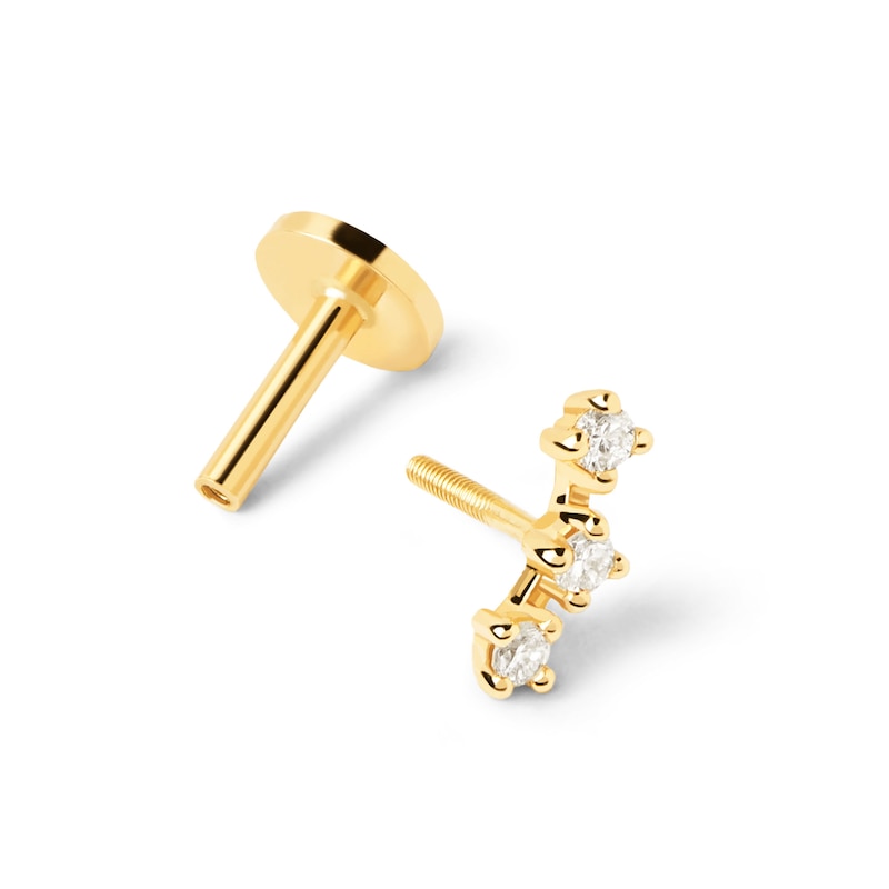Main Image 4 of PDPAOLA™ at Zales Lab-Grown Diamond Accent Trio Single Stud Earring in 18K Gold