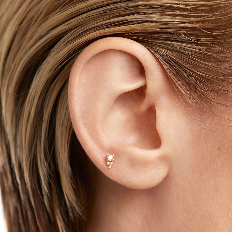 Main Image 2 of PDPAOLA™ at Zales 1/15 CT. T.W. Lab-Grown Diamond Tri-Top Single Stud Earring in 18K Gold