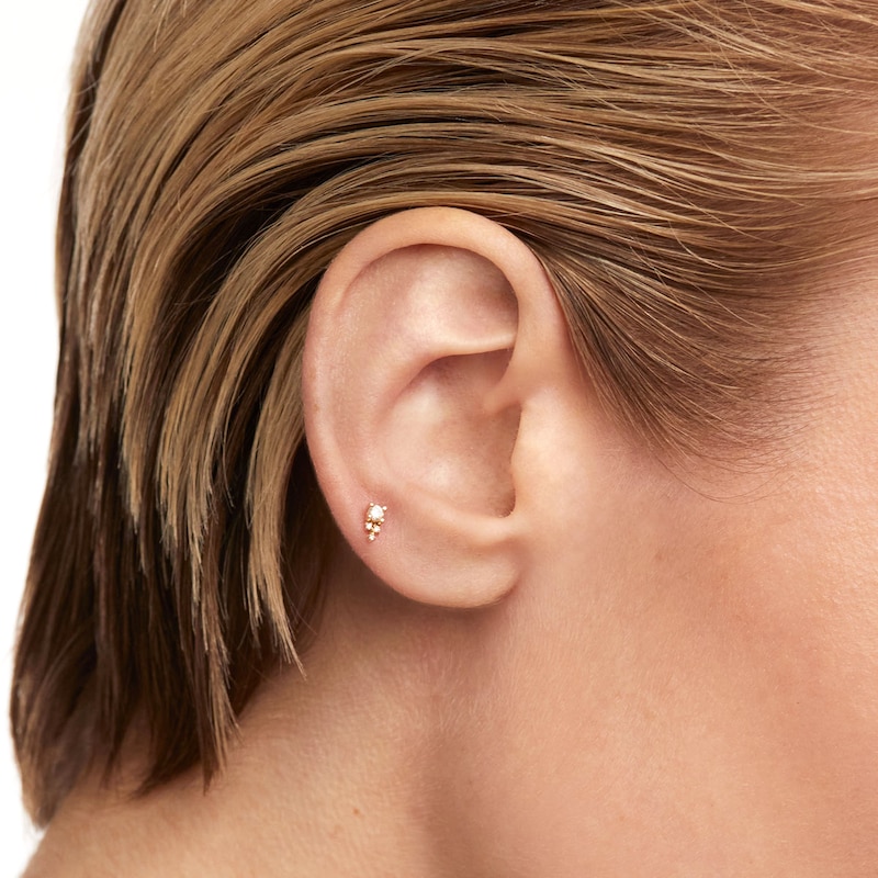 Main Image 3 of PDPAOLA™ at Zales 1/15 CT. T.W. Lab-Grown Diamond Tri-Top Single Stud Earring in 18K Gold