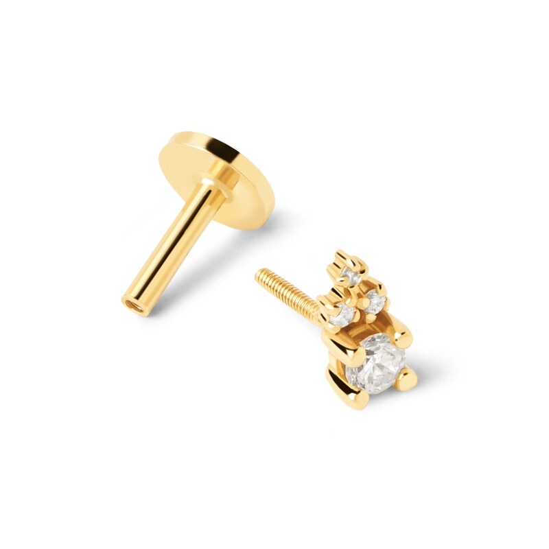 Main Image 4 of PDPAOLA™ at Zales 1/15 CT. T.W. Lab-Grown Diamond Tri-Top Single Stud Earring in 18K Gold