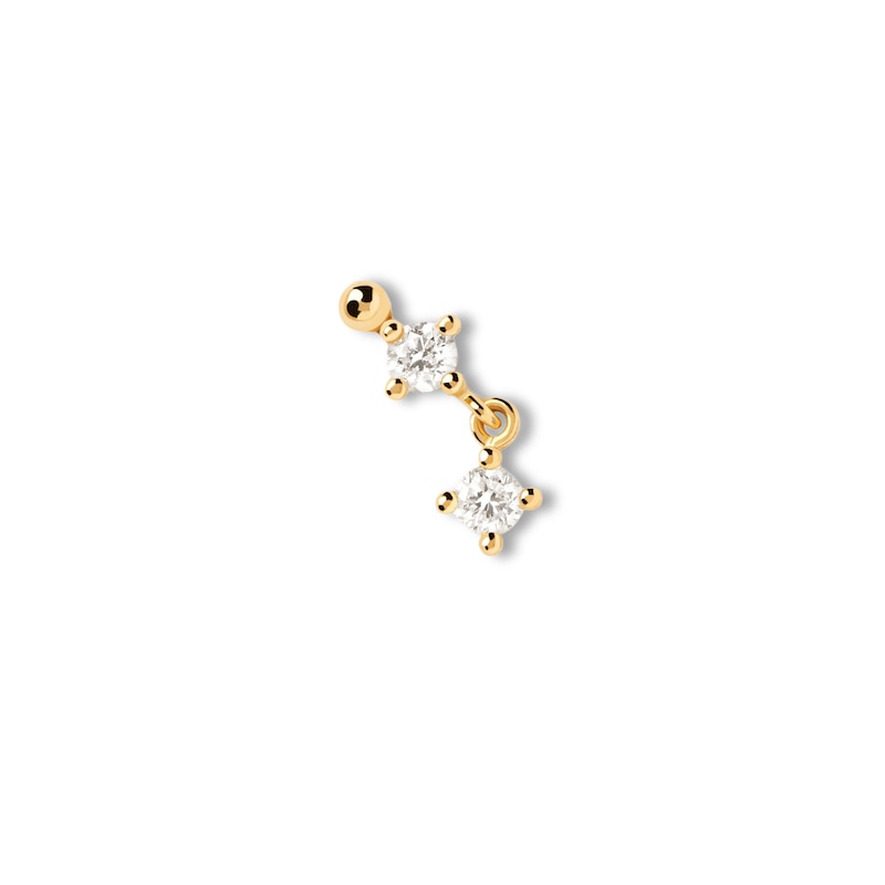 Main Image 1 of PDPAOLA™ at Zales 1/8 CT. T.W. Lab-Grown Diamond Duo Drop Single Stud Earring in 18K Gold