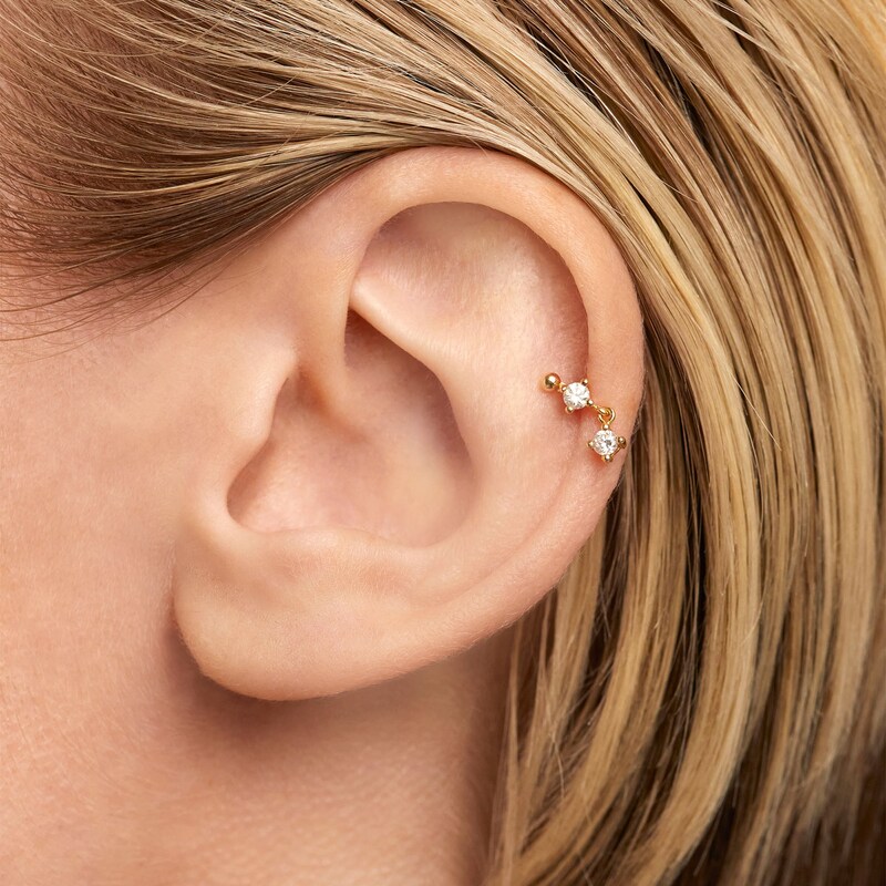 Main Image 2 of PDPAOLA™ at Zales 1/8 CT. T.W. Lab-Grown Diamond Duo Drop Single Stud Earring in 18K Gold