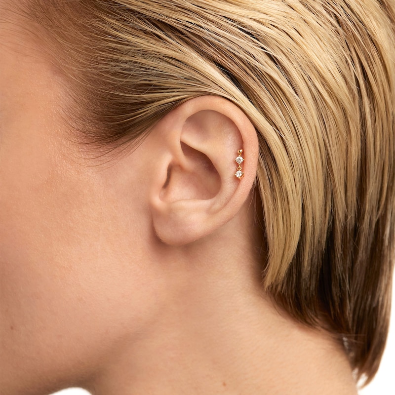 Main Image 3 of PDPAOLA™ at Zales 1/8 CT. T.W. Lab-Grown Diamond Duo Drop Single Stud Earring in 18K Gold