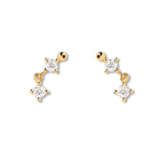 PDPAOLAâ¢ at Zales 1/8 CT. T.W. Lab-Grown Diamond Duo Drop Single Stud Earring in 18K Gold