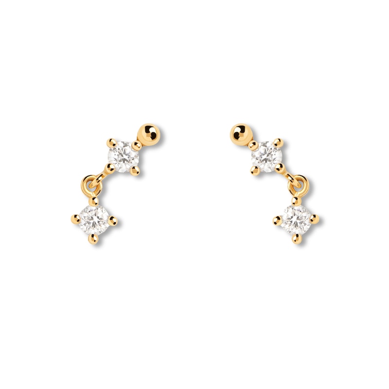 Main Image 5 of PDPAOLA™ at Zales 1/8 CT. T.W. Lab-Grown Diamond Duo Drop Single Stud Earring in 18K Gold
