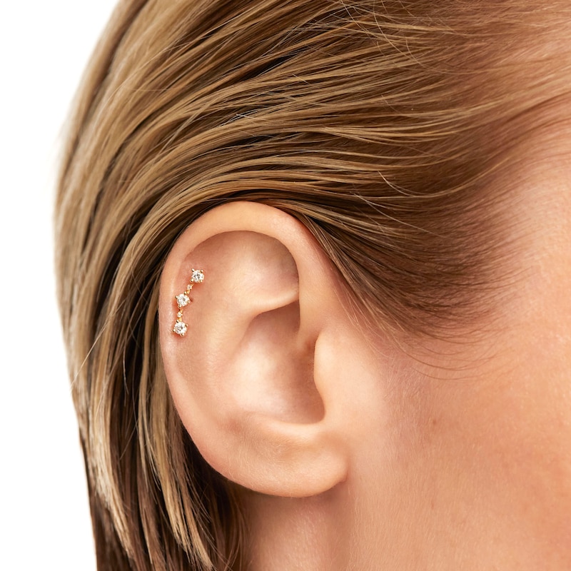 Main Image 2 of PDPAOLA™ at Zales 1/5 CT. T.W. Lab-Grown Diamond Curved Bar Single Stud Earring in 18K Gold