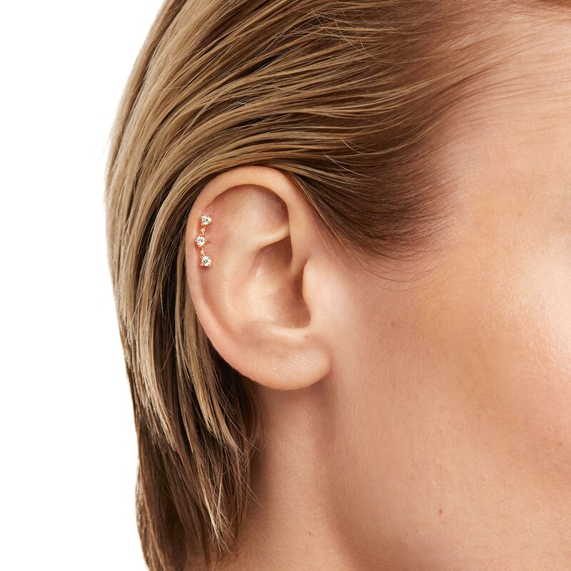 Main Image 3 of PDPAOLA™ at Zales 1/5 CT. T.W. Lab-Grown Diamond Curved Bar Single Stud Earring in 18K Gold