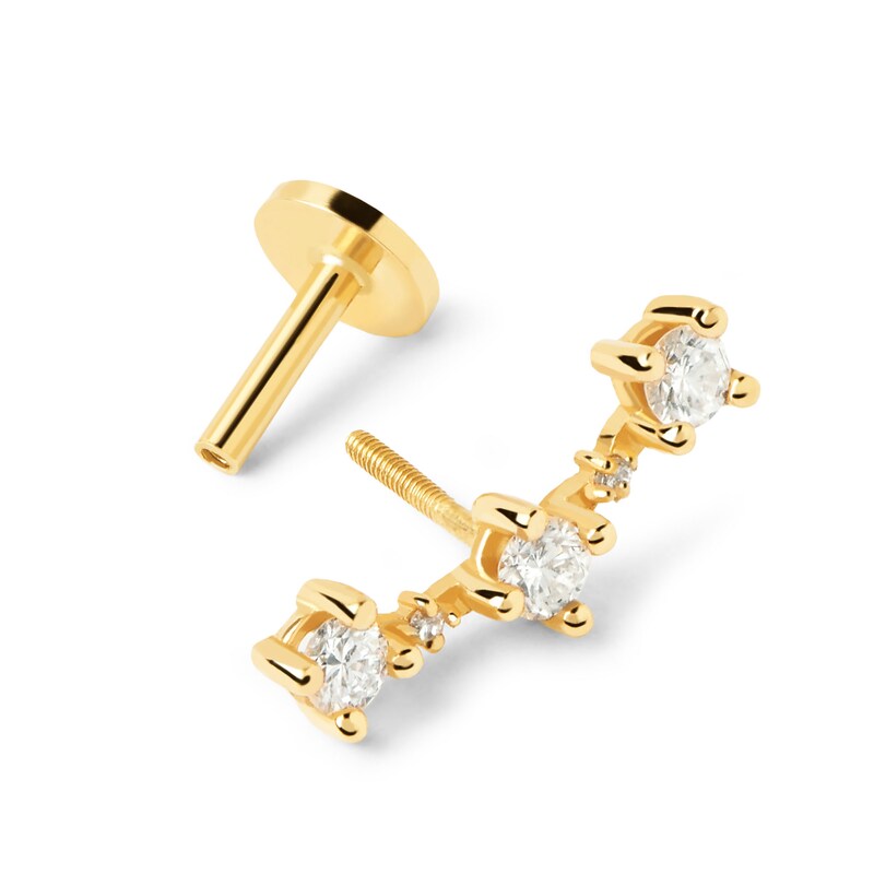Main Image 4 of PDPAOLA™ at Zales 1/5 CT. T.W. Lab-Grown Diamond Curved Bar Single Stud Earring in 18K Gold