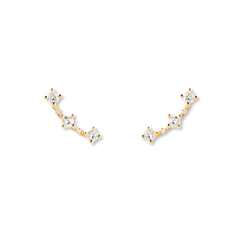 Main Image 5 of PDPAOLA™ at Zales 1/5 CT. T.W. Lab-Grown Diamond Curved Bar Single Stud Earring in 18K Gold