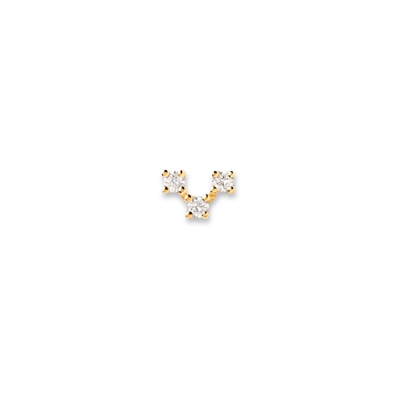 Main Image 1 of PDPAOLA™ at Zales Lab-Created Diamond Accent V-Shaped Trio Single Stud Earring in 18K Gold