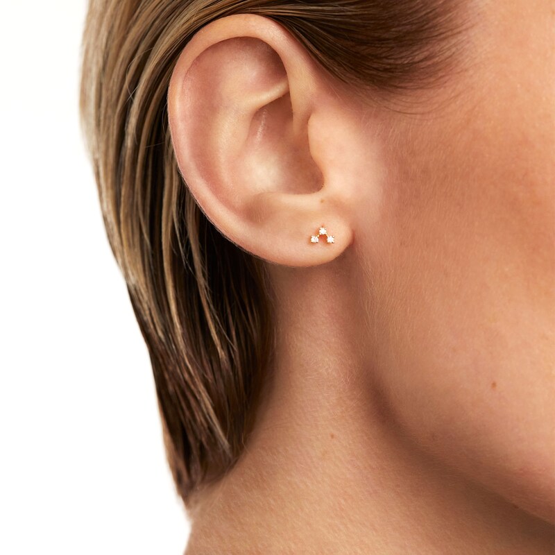 Main Image 3 of PDPAOLA™ at Zales Lab-Created Diamond Accent V-Shaped Trio Single Stud Earring in 18K Gold