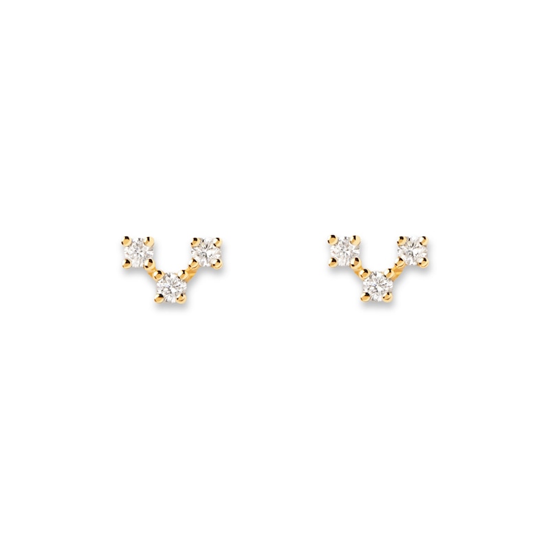 Main Image 5 of PDPAOLA™ at Zales Lab-Created Diamond Accent V-Shaped Trio Single Stud Earring in 18K Gold
