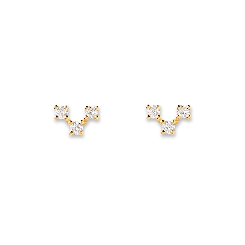 PDPAOLA™ at Zales Lab-Created Diamond Accent V-Shaped Trio Single Stud Earring in 18K Gold