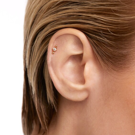 PDPAOLAâ¢ at Zales 1/20 CT. Lab-Grown Diamond Solitaire Double Ball Single Stud Earring in 18K Gold