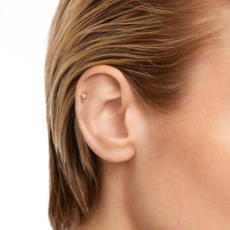 Main Image 3 of PDPAOLA™ at Zales 1/20 CT. Lab-Grown Diamond Solitaire Double Ball Single Stud Earring in 18K Gold