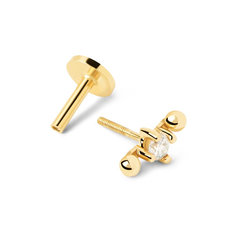 Main Image 4 of PDPAOLA™ at Zales 1/20 CT. Lab-Grown Diamond Solitaire Double Ball Single Stud Earring in 18K Gold