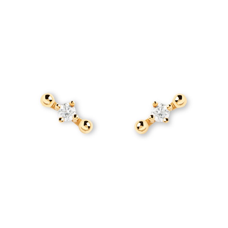 Main Image 5 of PDPAOLA™ at Zales 1/20 CT. Lab-Grown Diamond Solitaire Double Ball Single Stud Earring in 18K Gold