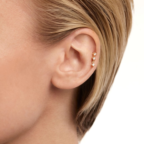 PDPAOLAâ¢ at Zales 1/6 CT. T.W. Lab-Grown Diamond Trio Drop Single Stud Earring in 18K Gold